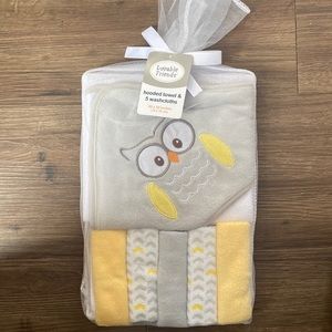 Lovable friends, hooded towel, and five wash cloths